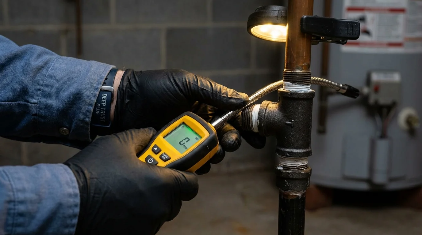 Gas leak detection with electronic sniffer by Johns Plumbing LLC in Holdrege