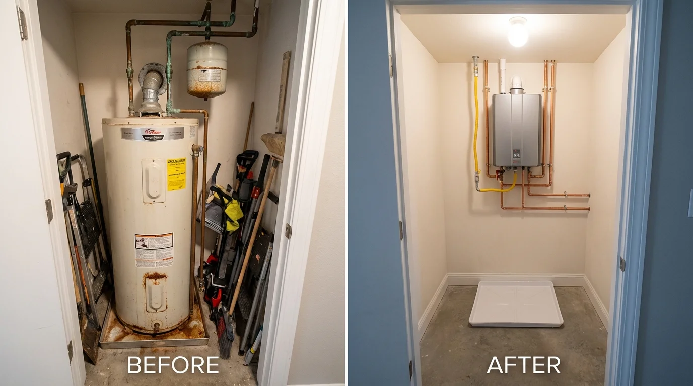 Tank water heater versus wall-mounted tankless unit comparison for Holdrege, NE homeowners